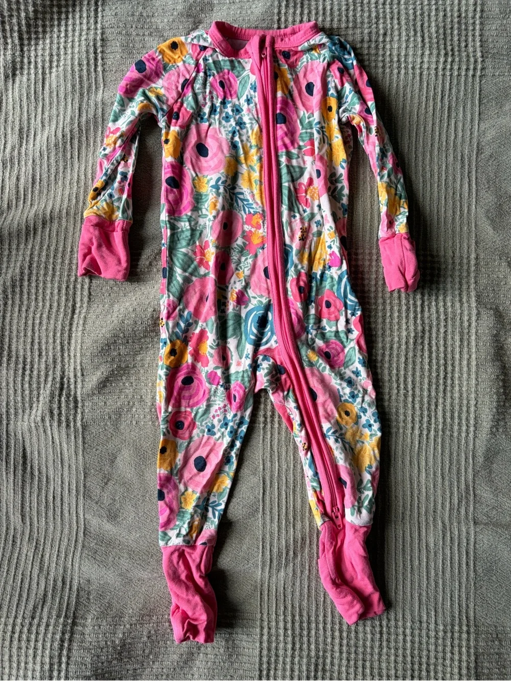 Little Sleepies Floral Pink One-Piece Footed Pajamas